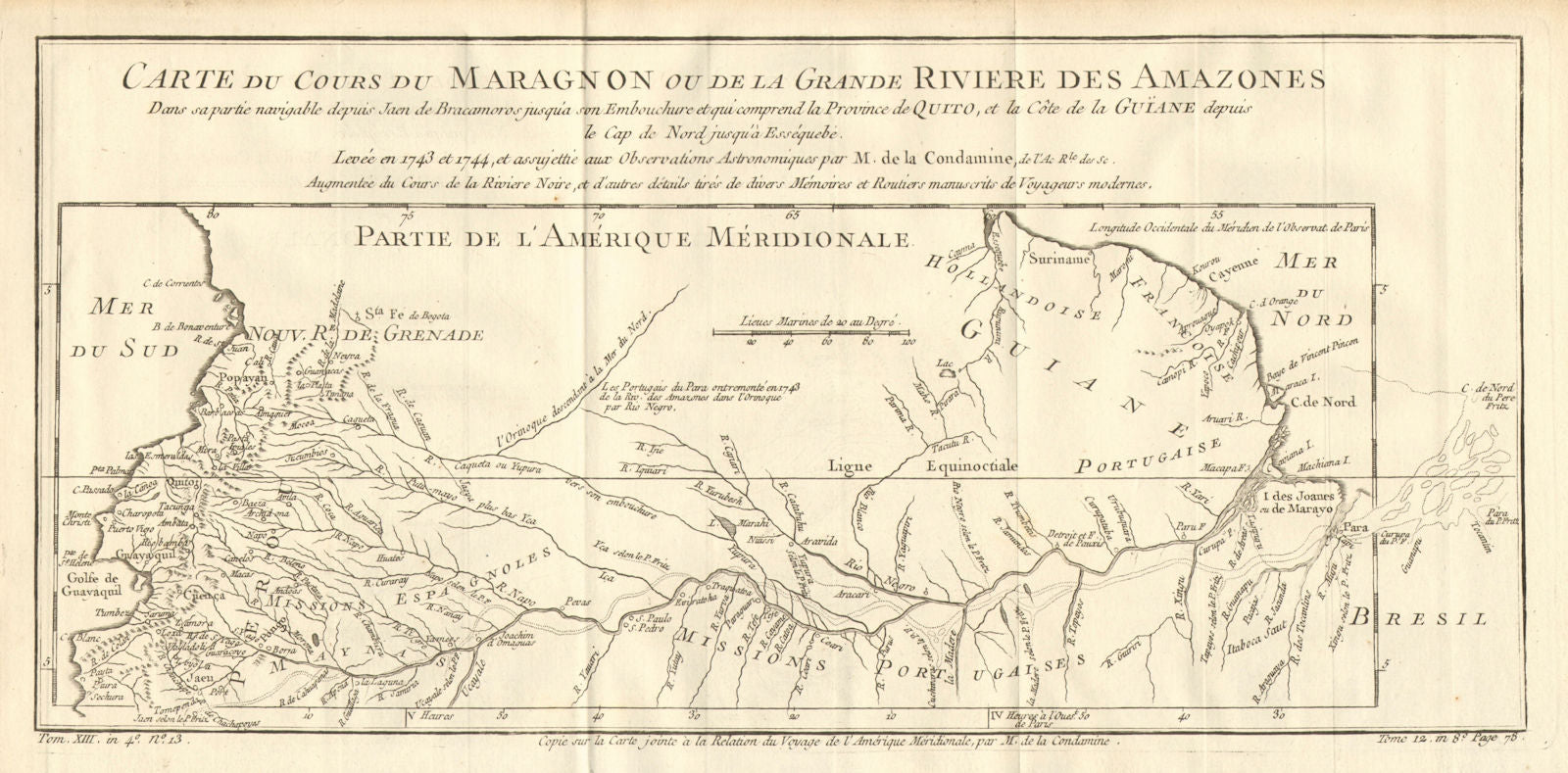 'Cours du Maragnon ou de la Grande Riviere des Amazones' river. BELLIN 1758 map